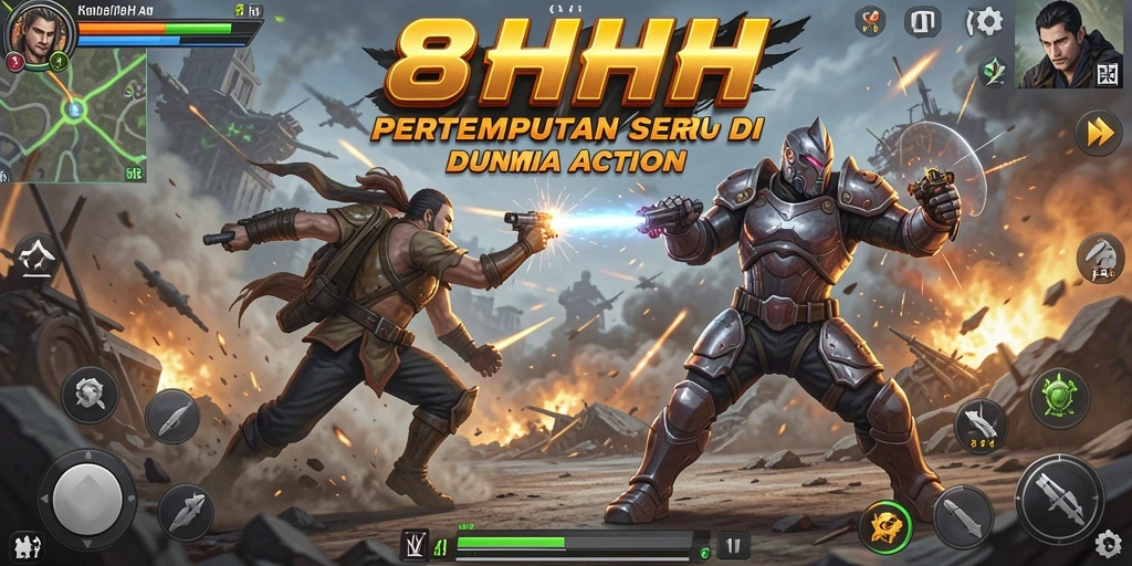 Gameplay mendebarkan di dunia Action 8HHH.