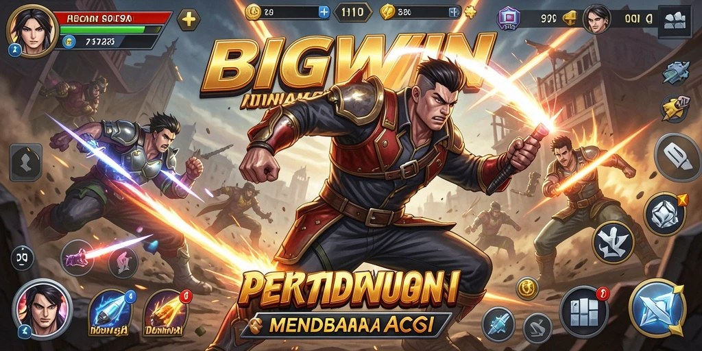 Tampilan gameplay mendebarkan dari BIGWIN dengan pertarungan intens.