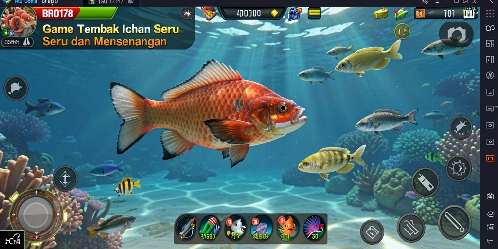 Tampilan gameplay seru dari BRO178 saat menembak ikan.