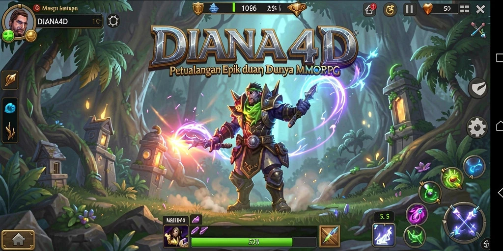 Gameplay epik DIANA4D dengan pertarungan yang menegangkan dan karakter-karakter menarik.