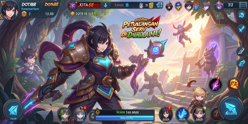 Tampilan gameplay DOTA88 yang menampilkan karakter Anime dalam aksi.