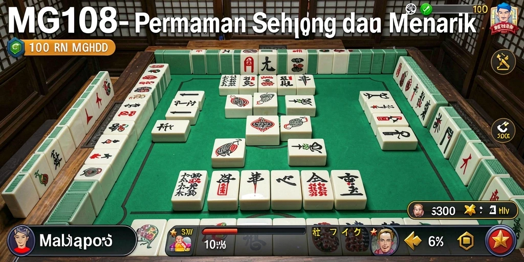 Screenshot gameplay MG108 menampilkan aksi Mahjong yang mendebarkan.