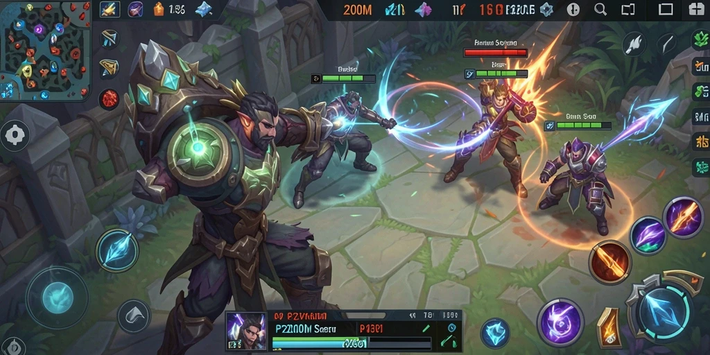 Tampilan gameplay seru dalam P200M dengan pertarungan strategis.