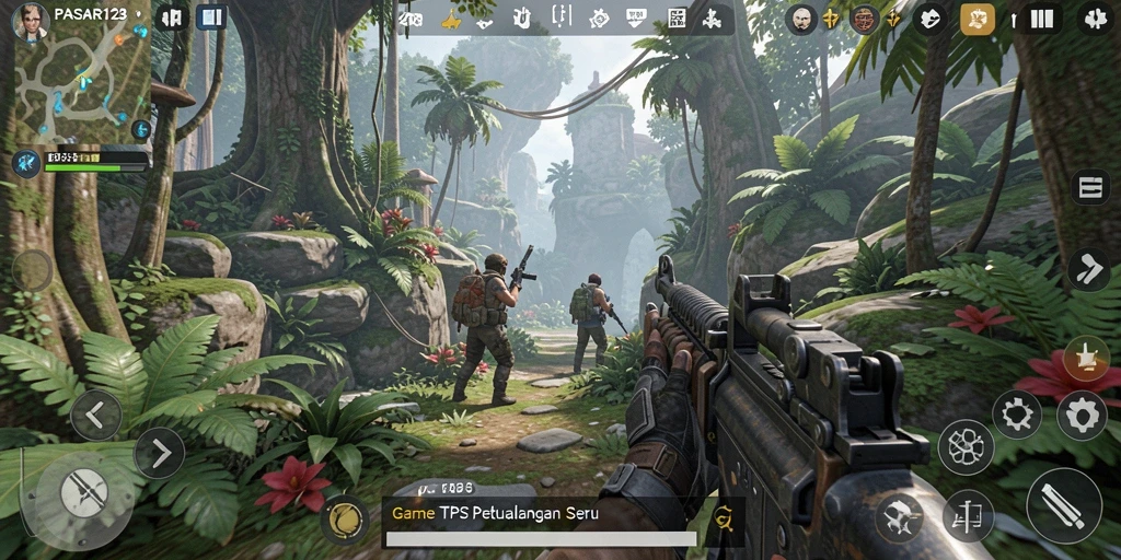 Screenshot gameplay PASAR123 menampilkan aksi seru dalam TPS.