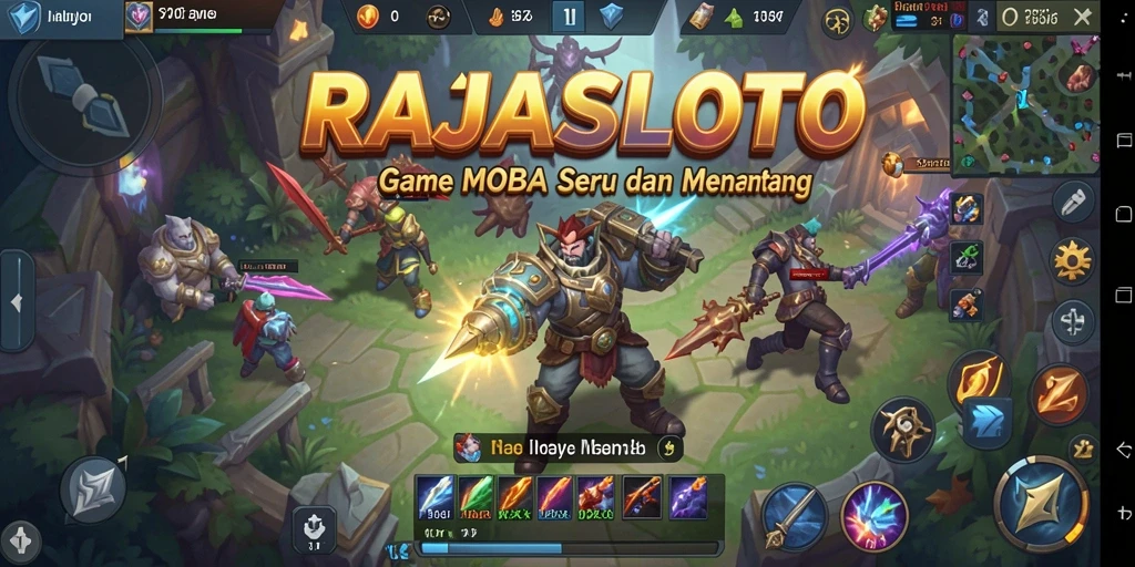 Tampilan gameplay seru dari RAJASLOTO di arena pertempuran MOBA.