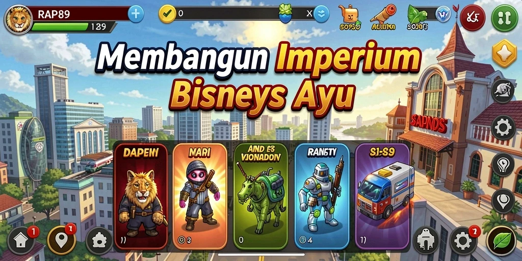 Tangkapan layar gameplay RAP89 menampilkan manajemen bisnis yang dinamis.