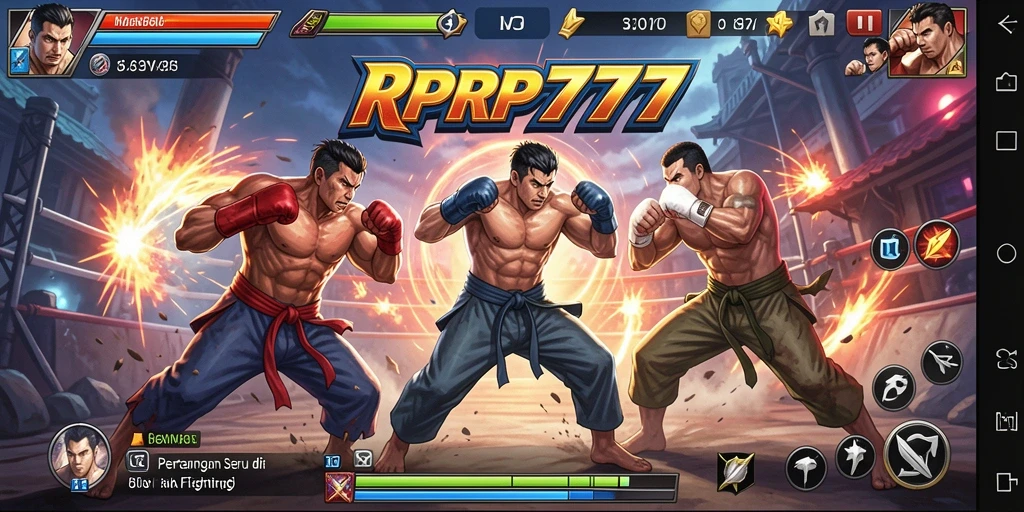 Screenshot RPRP777 menampilkan pertarungan intens karakter pemain.