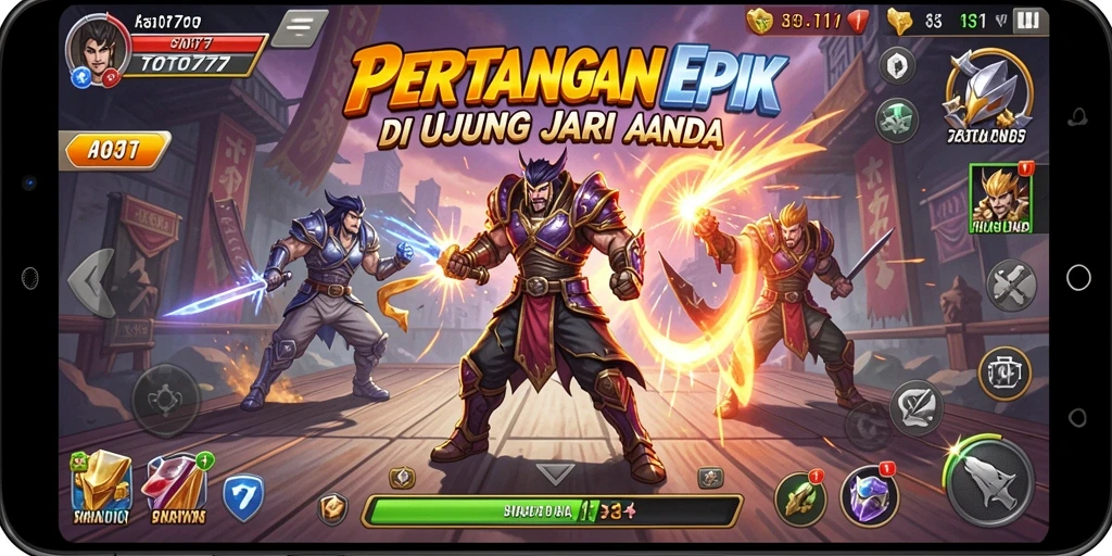 Tangkapan layar dari gameplay pertarungan yang intens di TOTO777.