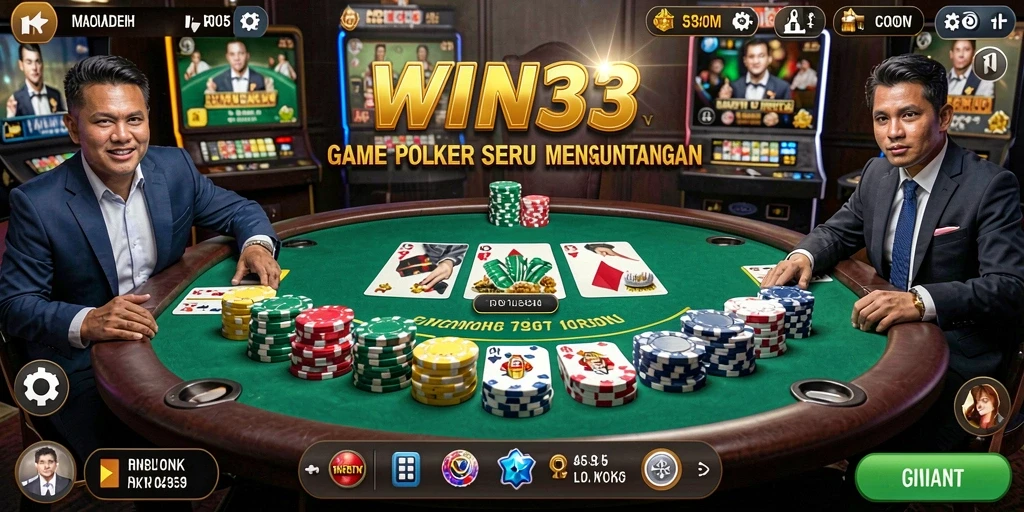 Tampilan menarik dari game poker di WIN33 dengan pemain aktif.