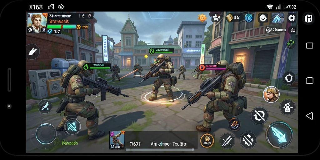 Tangkapan layar gameplay X168 menunjukkan pertempuran strategis yang intens.