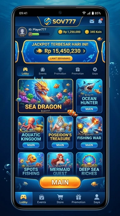 Tampilan antarmuka aplikasi sov777 yang menarik.
